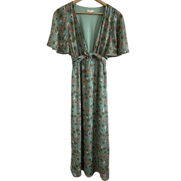 Anthropologie Dresses & Skirts - Tulle dress Maxi Floral Women Size Small Green lined Maternity‎